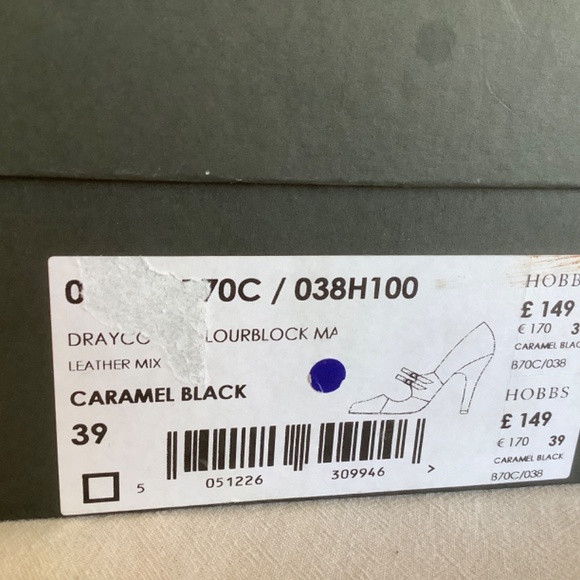 Hobbs Draycott Colourblock Mary Jane High Heel Courts Caramel Black Size 8 - Picture 11 of 12